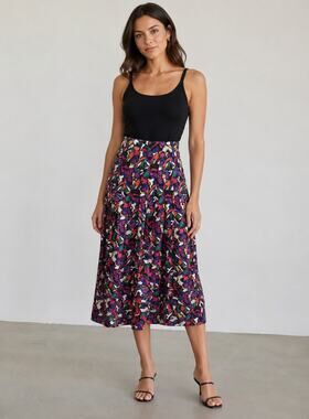 Vintage Chaus Petite Multicolor Pleated Midi Skirt Size 4P
